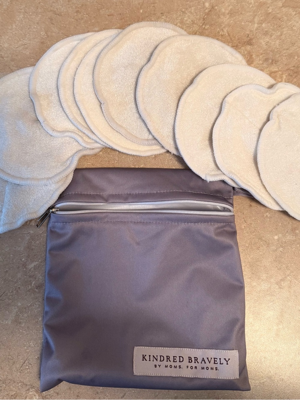 Kindred Bravely Gray Reusable Nursing Pads + Wet Bag